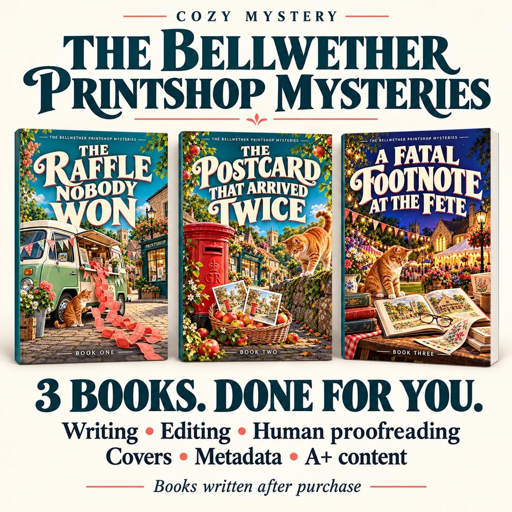 The Bellwether Printshop Mysteries: the three covers of the pack
